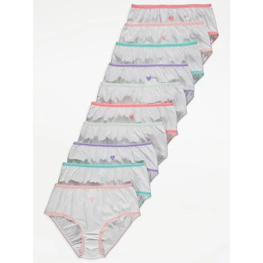 Set 10 quần chíp/boxer trắng unicorn hoa George_hàng chính hãng Anh