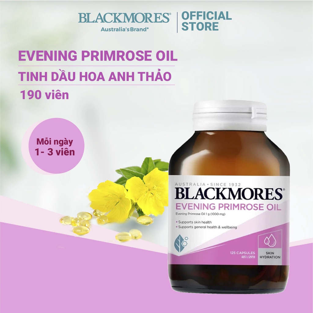 Tinh dầu hoa anh thảo Blackmores Evening Primrose Oil 125 viên điều hòa nội tiết tố giúp đẹp da tóc