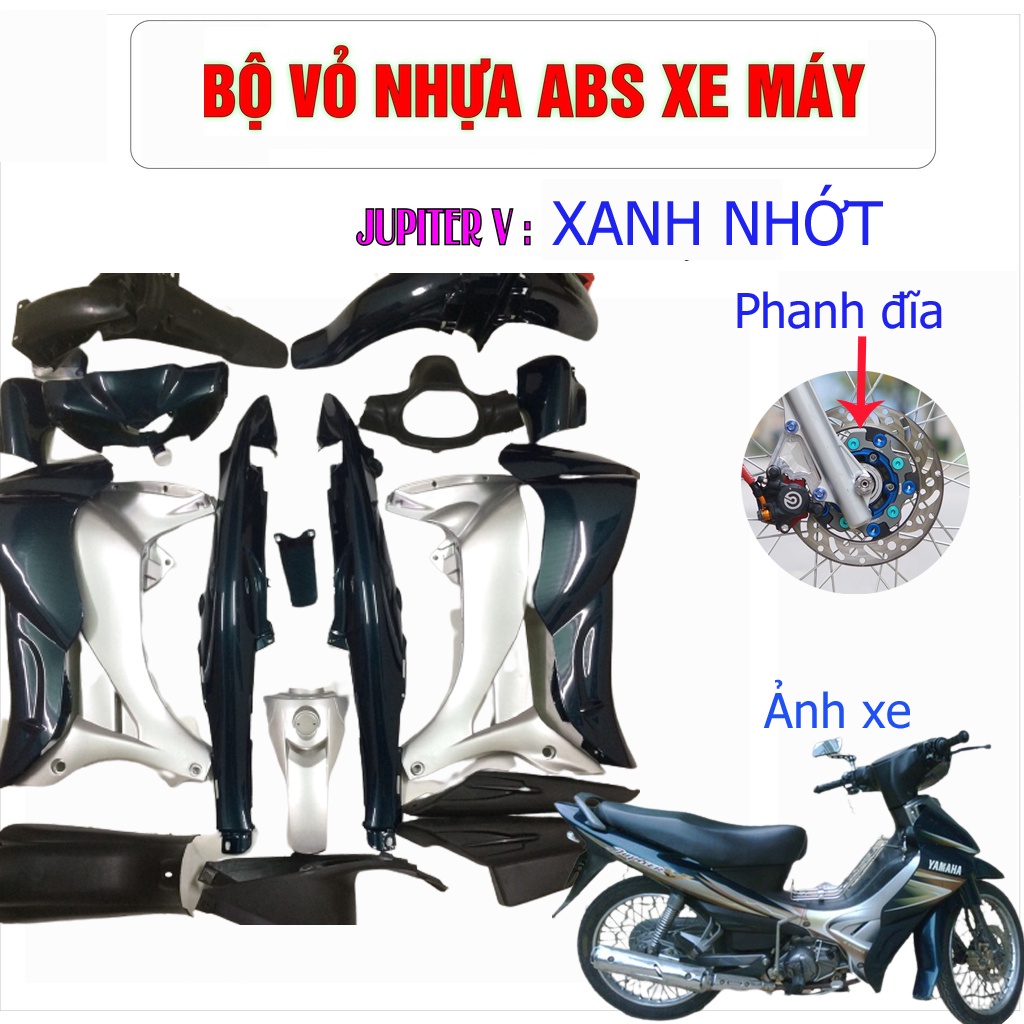 Bộ dàn áo JUPITER V - màu XANH NHỚT - phanh Đĩa, nhựa nguyên sinh ABS - TẶNG ĐỒNG HỒ CƠ ĐO TỐC ĐỘ
