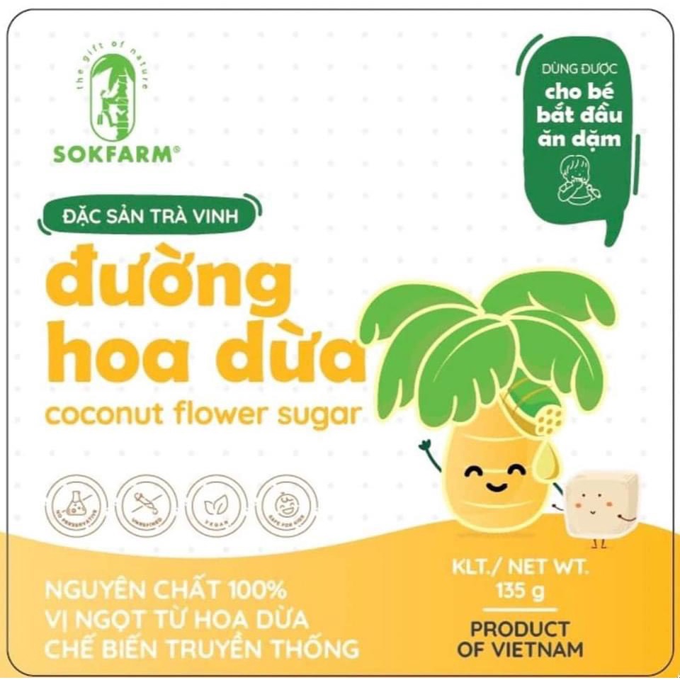 Đường hoa dừa cho bé 160g Sokfarm - Xanhsam Organic