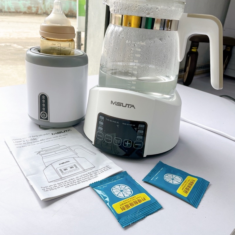 Combo Máy đun nước pha sữa Misuta tieng viet kèm máy lắc sữa
