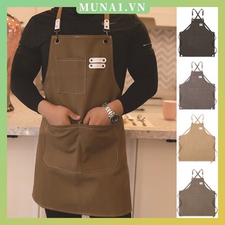 Tạp dề nấu ăn vải canvas chống thấm nước / dầu in logo cá tính tiện dụng