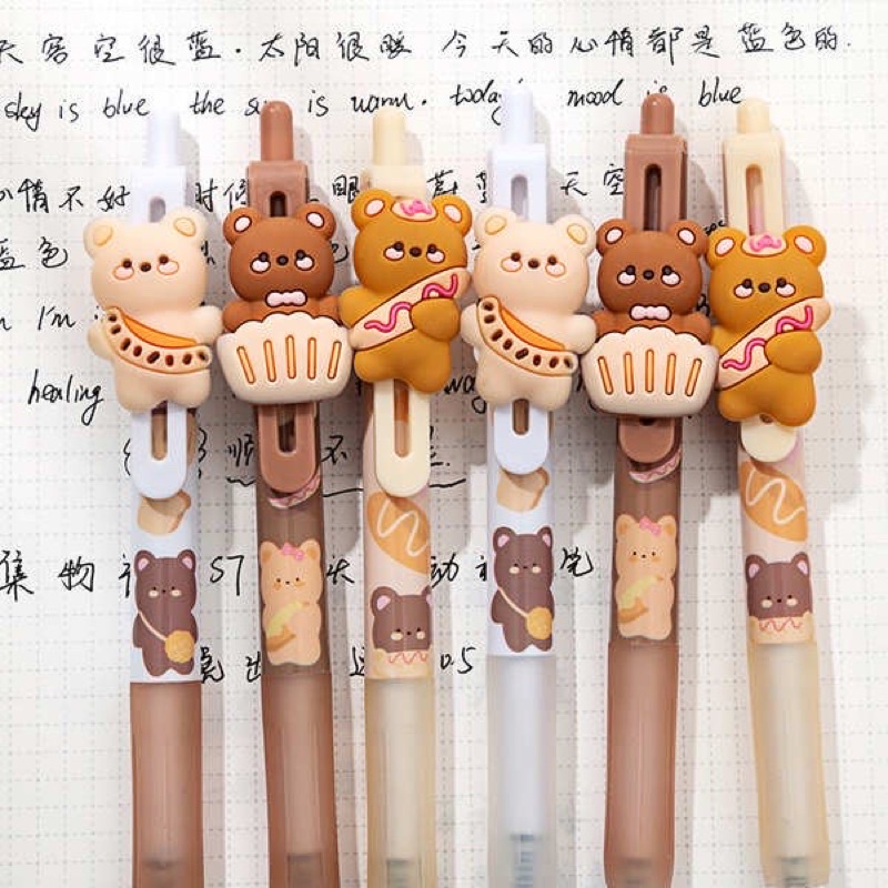 Bút Gel Nước Tag Trượt Hình Gấu Nâu Cao Cấp