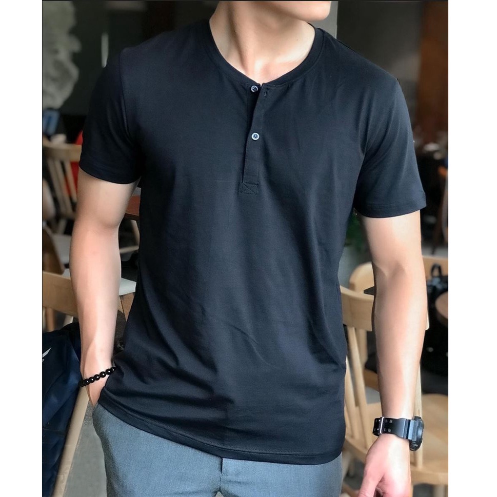 Áo nam ngắn tay, áo henley T-shirt chất liệu mát mẻ phong cách trẻ trung nam tính MANZO AL02