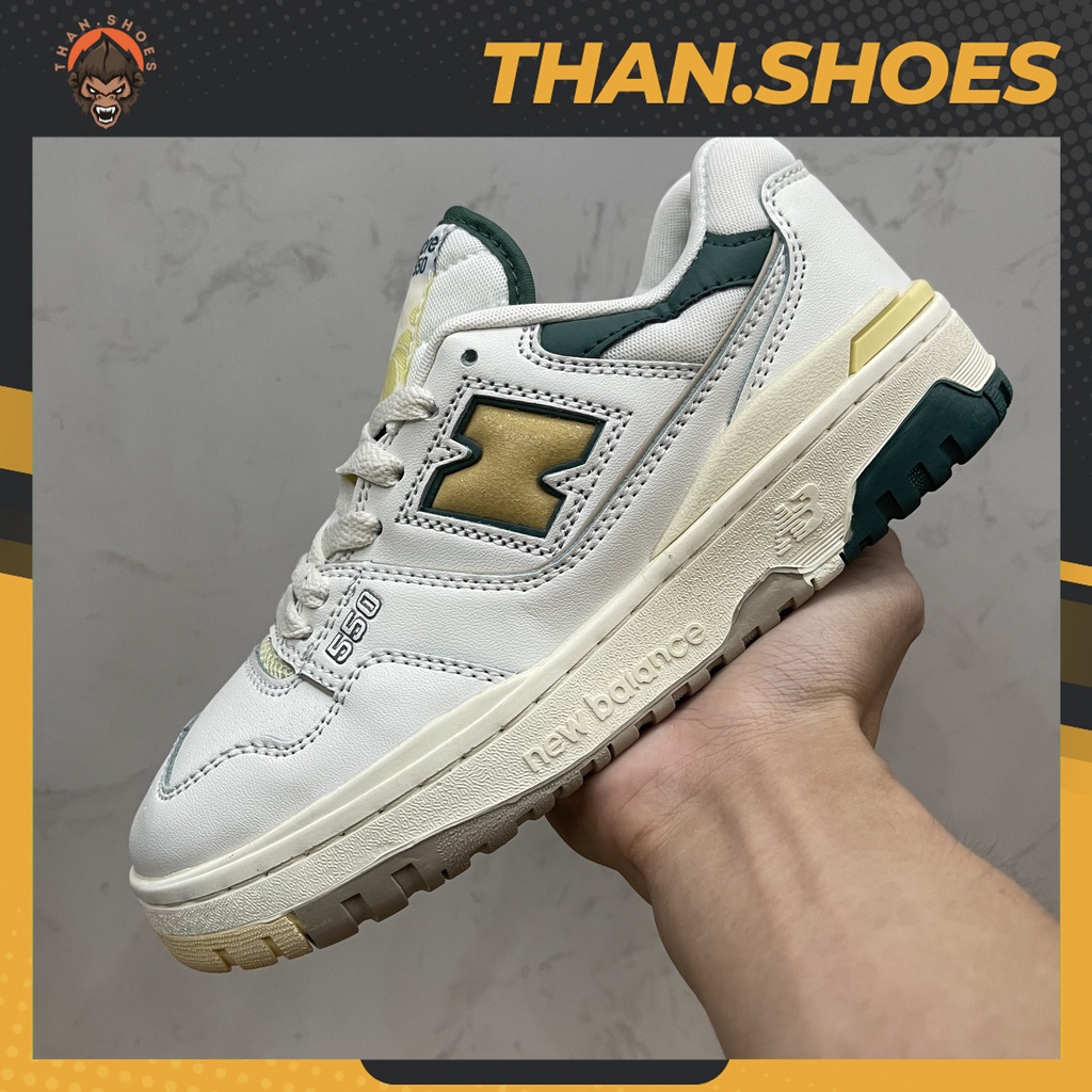 Giày New Balance Aimé Leon Dore x 550 Natural Green, NB 550 Xanh Vàng - Than.Shoes