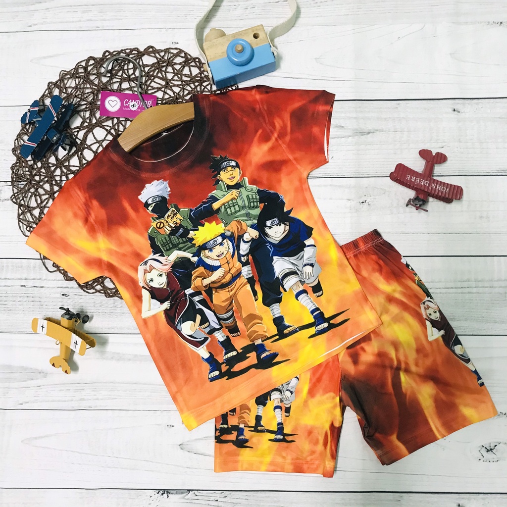 Đồ bộ bé trai, bộ thun lạnh in hoạt hình Naruto cho bé trai nhiều màu chất đẹp size đại từ 10- 57kg