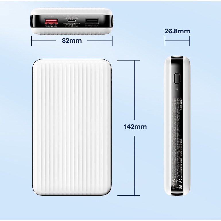 Pin dự phòng sạc Remax RPP-508 20000mAh TypeC Output 100W / Input 65W và QC3.0 18W - Sạc cho Laptop (Trắng)