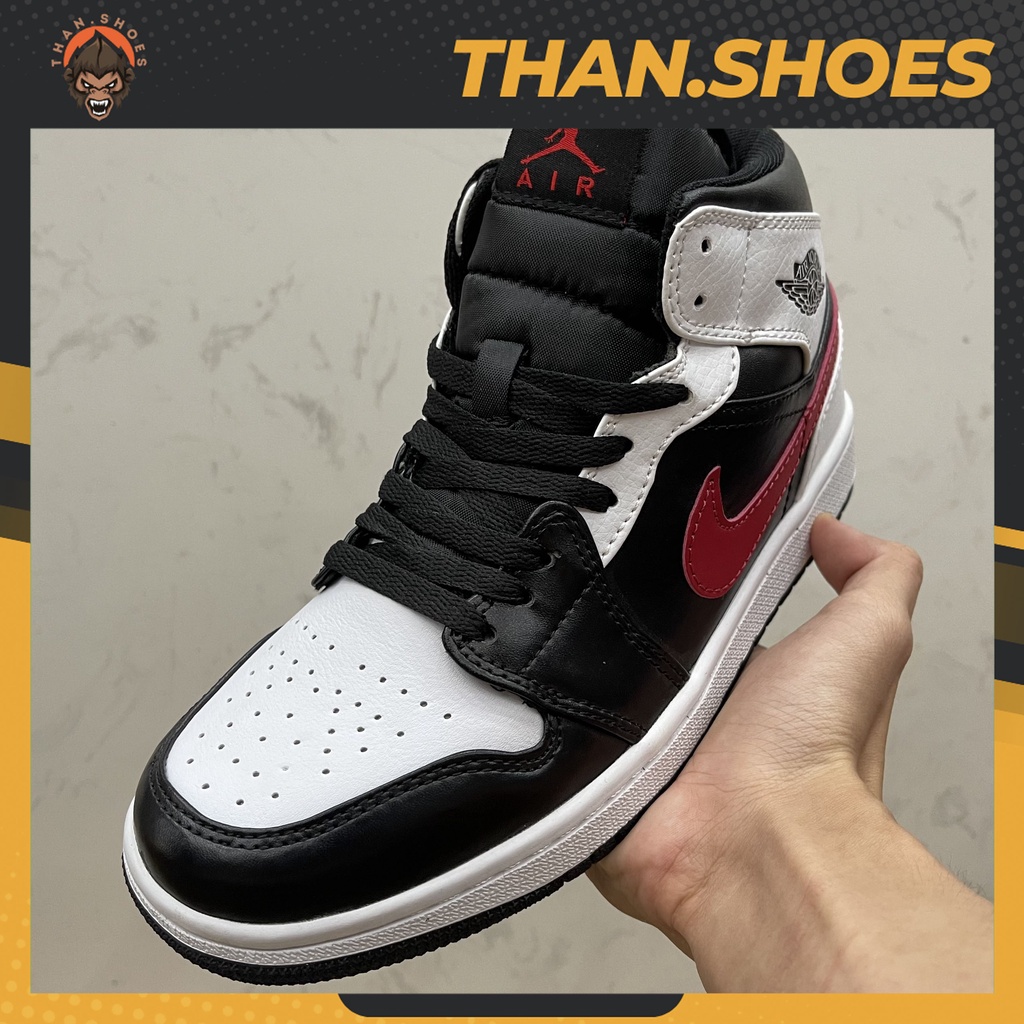 Giày JD1 Mid Black Chile Red White, JD1 Cao Đen Đỏ Trắng - Than.Shoes