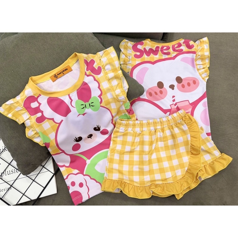 18-33kg | 023.Bộ sọt bé gái GIẢ VÁY tay cánh tiên, thun lạnh loại 1