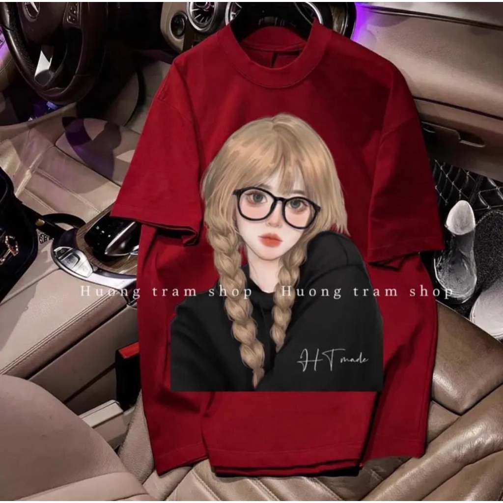 Áo Phông Hình Cô Gái, Áo Thun Nữ Form rộng hàng Quảng Châu 3158 hình cô gái HOTREND 2023 vải đẹp chất cotton mát