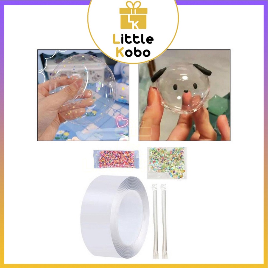 Bộ Kit Thổi Bong Bóng Keo 2 Mặt Trang Trí Tặng Kèm Tuyến Và Xốp Đồ Chơi Hot Trend Thổi Băng Keo Trẻ Em Xả Stress