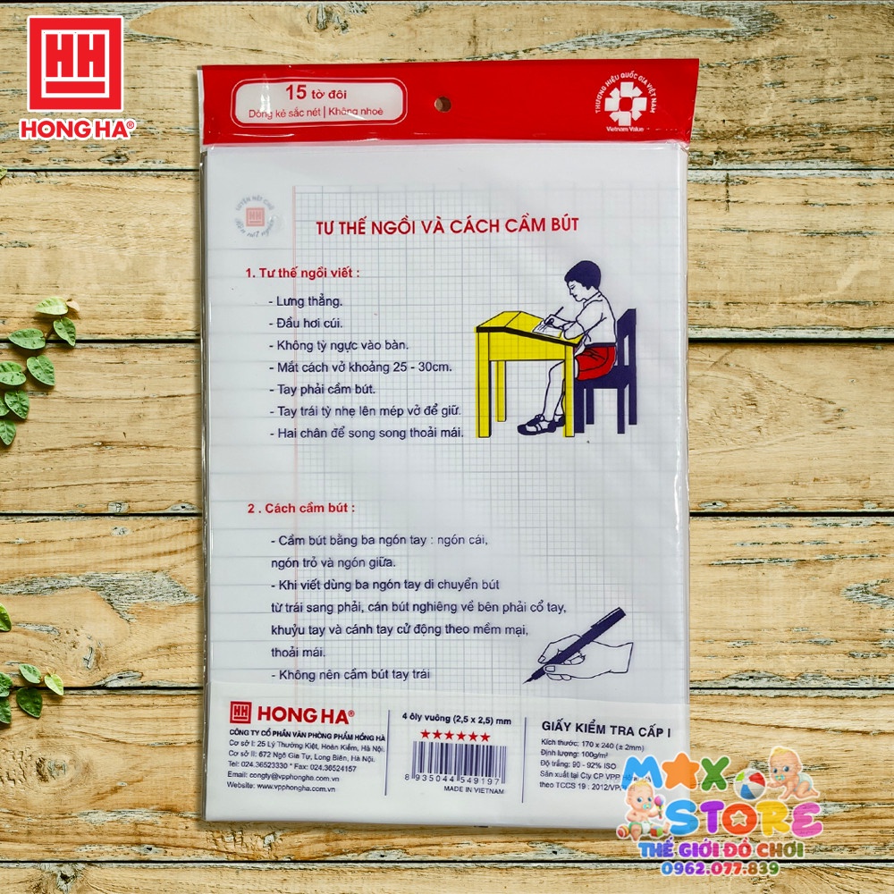 Túi 15 Tờ Đôi Giấy Kiểm Tra Ô Ly Vuông Cấp 1