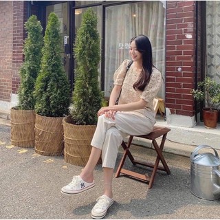 Giày đạp gót mule MLB trắng( Cam kết chính hãng )