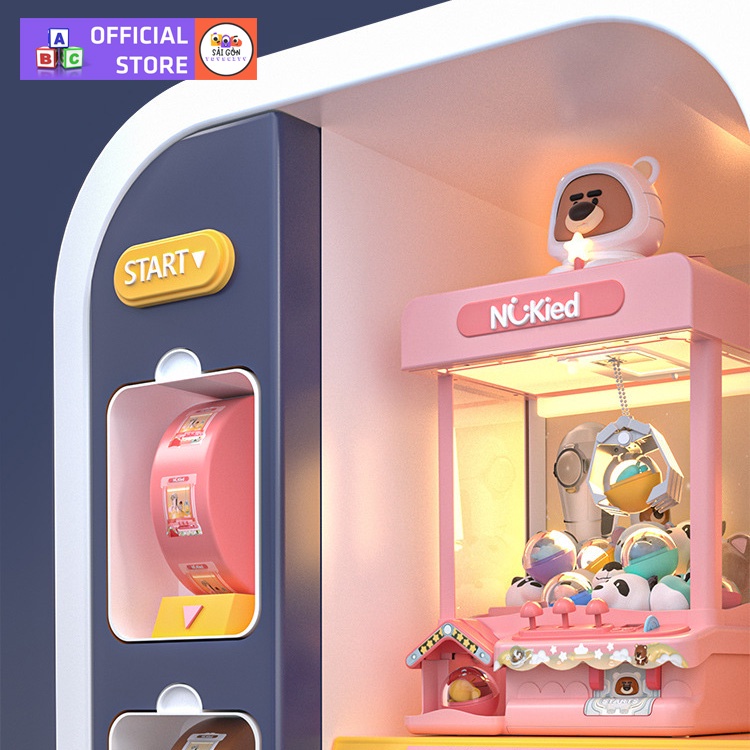 Máy Gắp Thú Mini Gấu Boonie Phi Hành Gia Kích Thước Lớn Có Nhạc, Đèn Kèm Xu Đếm Thời Gian, Có Sẵn Nhiều Thú Bông Cho Trẻ