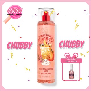 𝙘𝙝𝙪𝙗𝙗𝙮 - xịt thơm toàn thân bath & body works - honeysuckle peach tea