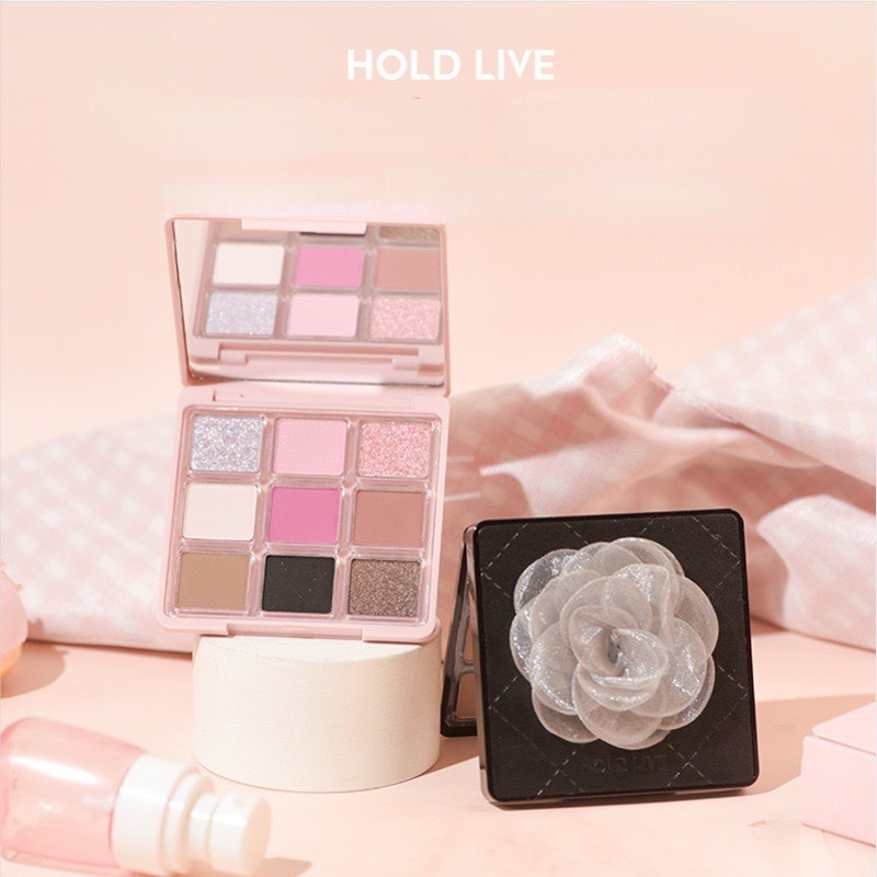 Bảng Phấn Mắt Hold Live Black Pink 9 Ô Màu Lì Và Nhũ Trang Điểm Mắt Khói Tone Tây Thời Trang