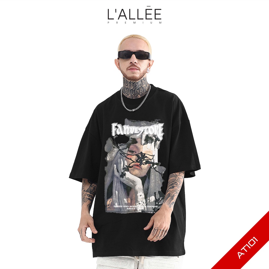 Áo thun Nam unisex LALLEE họa tiết Fanve chất liệu Cotton mềm mại, Áo phông tay lỡ dáng đứng, co giãn, thấm hút  AT101