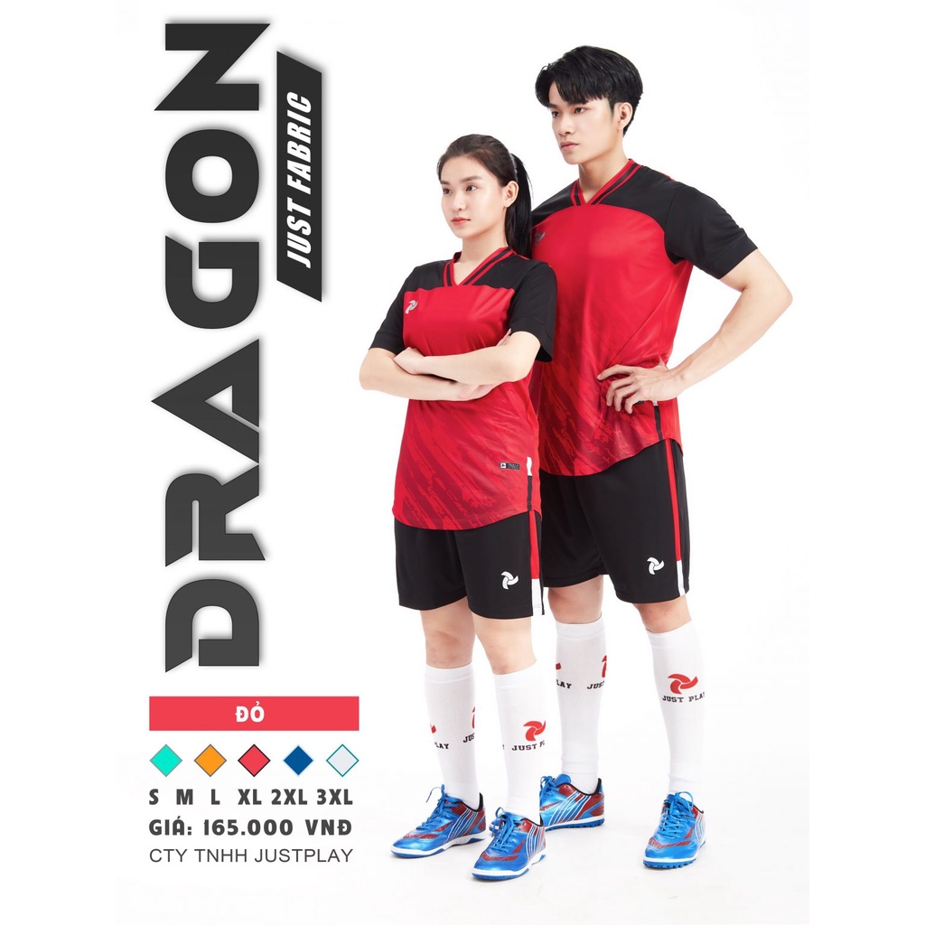 Bộ quần áo bóng đá Justplay Dragon – Mẫu đẹp 2023 có size 3XL - Hàng Chính Hãng - Vải Mè Cao Cấp