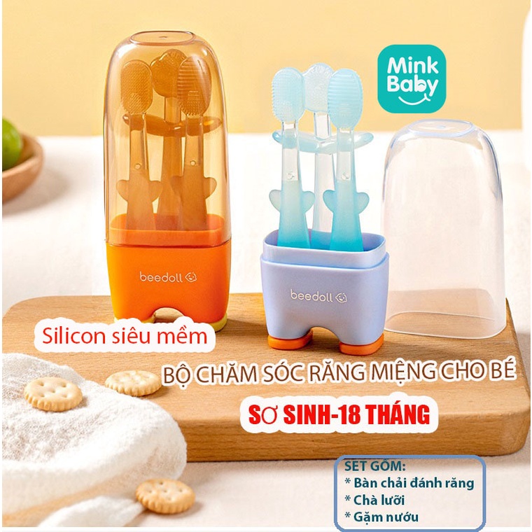 BỘ CHĂM SÓC RĂNG MIỆNG BEEDOLL  SILICON SIÊU MỀM CHO BÉ SƠ SINH - 18 THÁNG