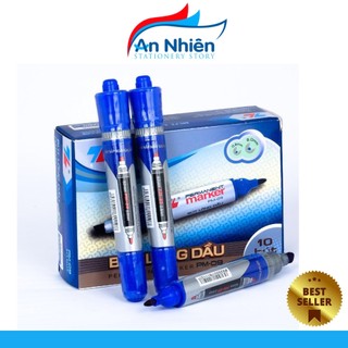 Hộp 10 bút lông dầu thiên long pm09 2 đầu lớn, mực mau khô