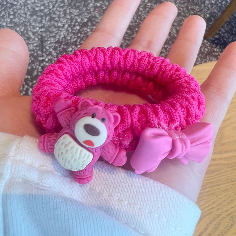 MVP2958 Dây cột tóc Losto co giãn hình gấu dâu hoạt hình xinh xắn phong cách Hàn Quốc dành cho nữ