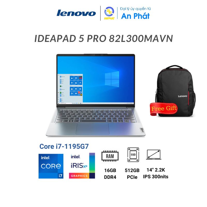 [Laptop Lenovo IdeaPad 5 Pro 82L300MAVN (Core™ i7-1195G7 + 14 inch 2.2K)