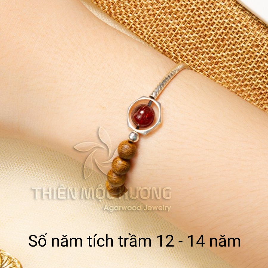 Vòng tay trầm hương tự nhiên mix charm bạc 925 cao cấp - Thiên Mộc Hương - Trầm Tốc Việt Nam - Đá Thạch Anh