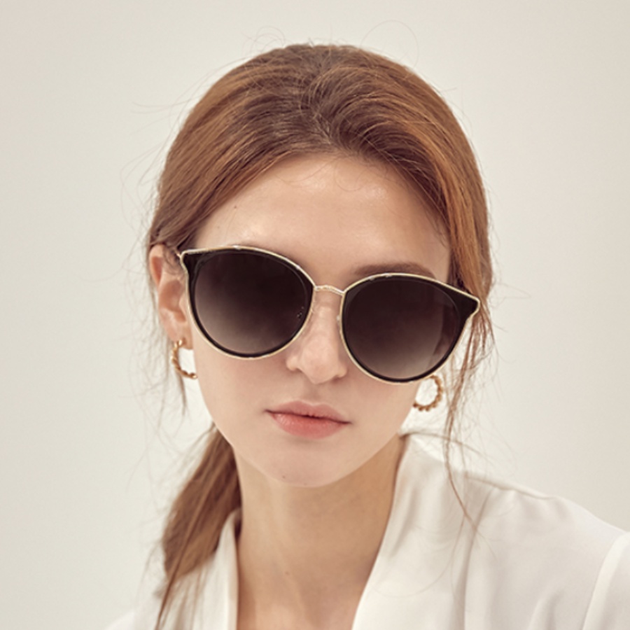 Kính râm chống tia UV hãng NICOLE Hàn Quốc mã NI5157 gọng tròn tròng ombre màu đen