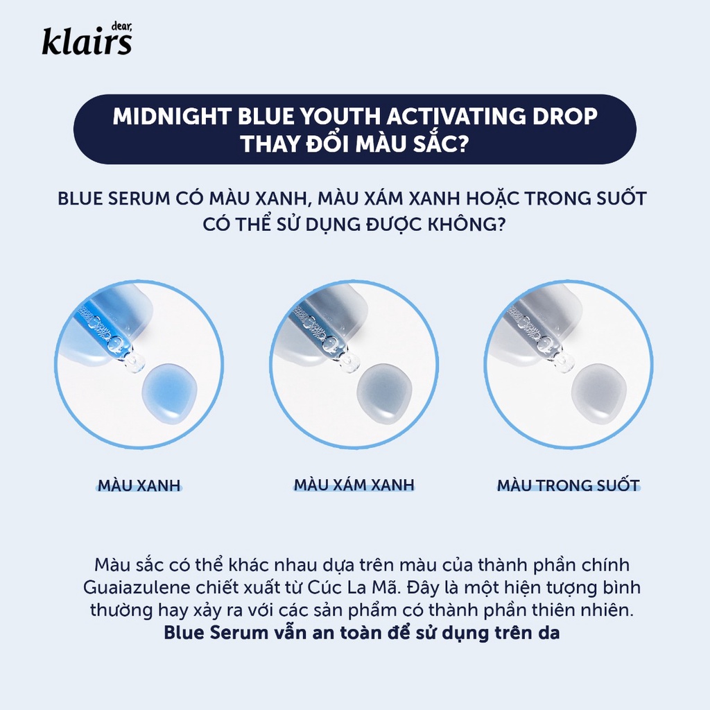 Tinh Chất Dưỡng Phục Hồi Da Ban Đêm Klairs Midnight Blue Youth Activating Drop
