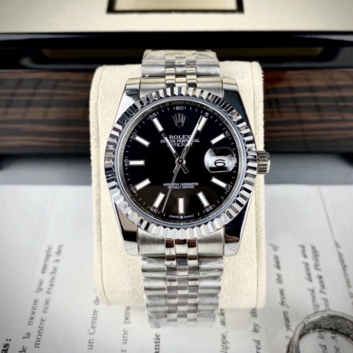 Đồng Hồ Nam Rolex Cơ Automatic Nhật Cao Cấp, Đồng Hồ Đeo Tay Dây Thép Không Gỉ Mặt Kẻ Sọc chống xước chống nước cực chất