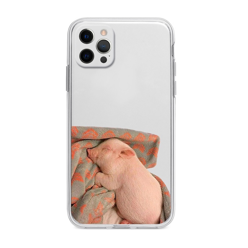 Ốp Điện Thoại Mềm Trong Suốt in hình heo nằm ngủ IPhone 14 13 12 11 Pro Max X XR Xs Max 8 7 6 6s Plus SE 2020 u554