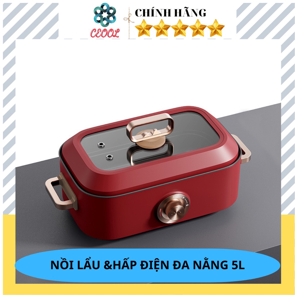 Nồi Lẩu & Hấp Điện 5L CEOOL Có 3 Chế Độ Chiên + Lẩu + hấp Dành Cho Cả Gia Đình