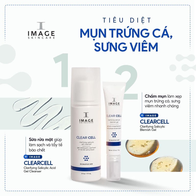 Sữa rửa mặt sạch nhờn dành cho da mụn Image Skincare Clearcell Salicylic Gel Cleanser 7.4ml