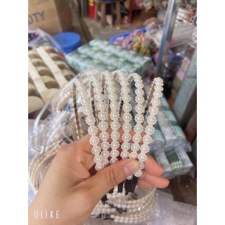 Bờm Tóc Ngọc Trai Đính Đá Phong Cách Tiểu Thư