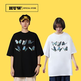 Áo thun form rộng tay lỡ cotton 2 màu - Áo phông butterflies nam nữ unisex 010