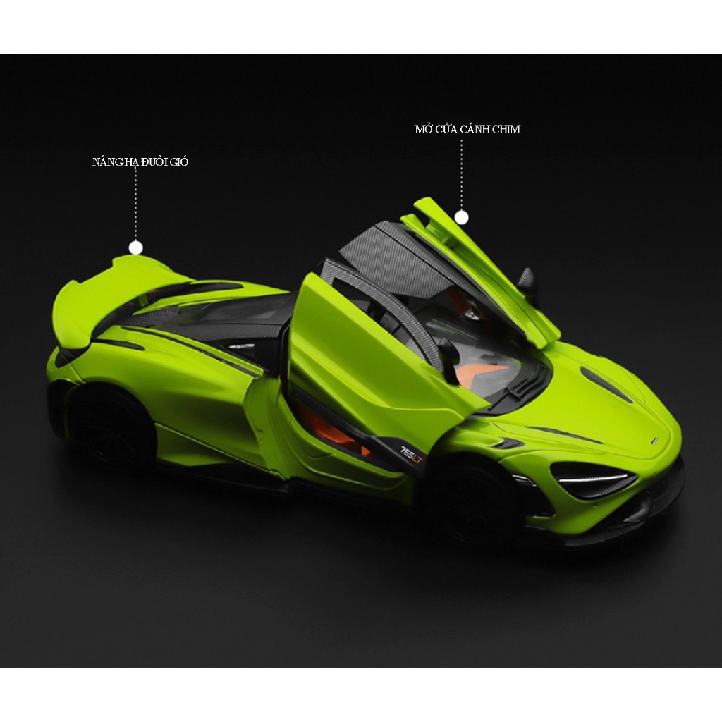 Xe mô hình sắt siêu xe Mclaren 765LT TẶNG KÈM BIỂN SỐ tỉ lệ 1:24 MSZ 3 màu