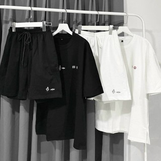 Set đồ bộ thể thao quần short + áo phông icon form rộng unisex nam nữ ulzzang