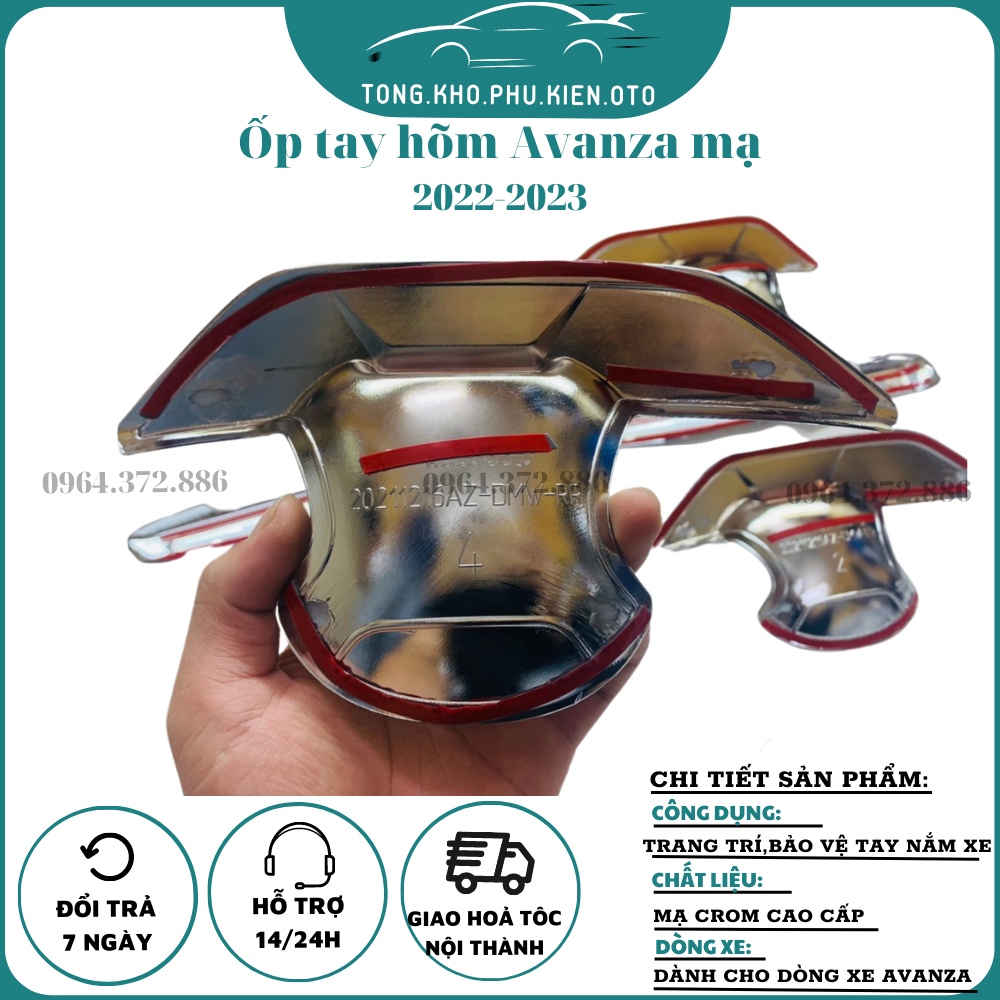 Ốp tay nắm, hõm cửa Xe Toyota Avanza 2022 2023 Mạ Crom cao cấp