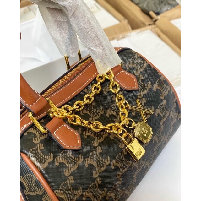 Túi đeo chéo nữ Cel.ine Triomphe Canvas Calfskin Mini Boston Fullbox cho nàng