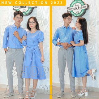 Đồ đôi nam nữ đẹp đi tiệc, đi chơi, đồ đôi đi biển, áo cặp áo đôi cao cấp chụp hình cưới: gồm áo sơ mi nam váy nữ couple