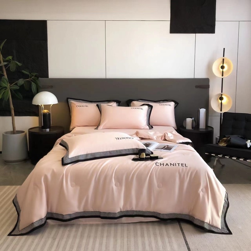 Bộ chăn ga gối Chanitel chăn chần bông siêu mềm mịn