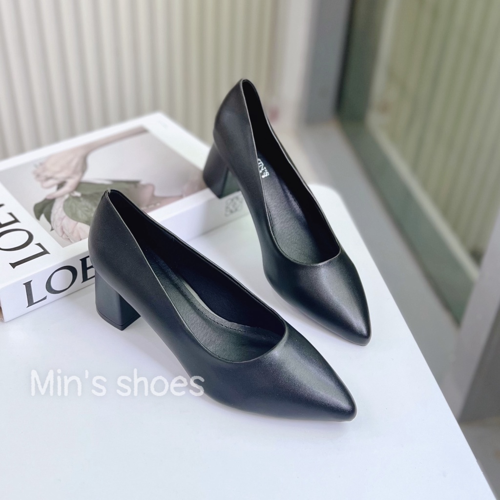 Min's Shoes - Giày Gót Vuông Da Lì Mềm Cao Cấp V260