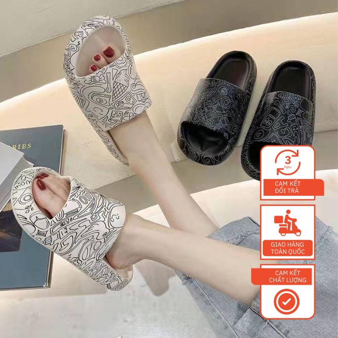 Dép Đế Bánh Mì Đúc Họa Tiết Vằn Siêu Nhẹ