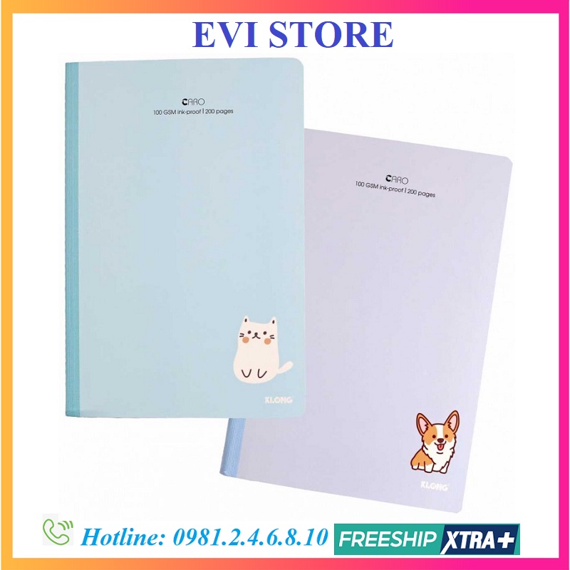 Vở may dán gáy kẻ Caro 5x5 200 trang khổ B5 Klong 836 / Sổ Caro kích thước	 mm MS836