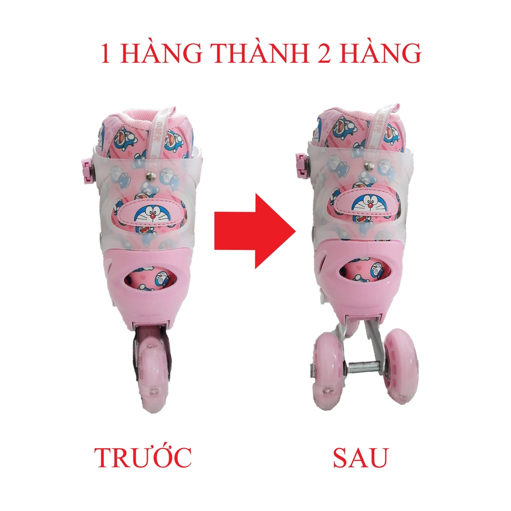 Giày Patin cao cấp Trẻ Em Doremon 8 bánh cao su phát sáng