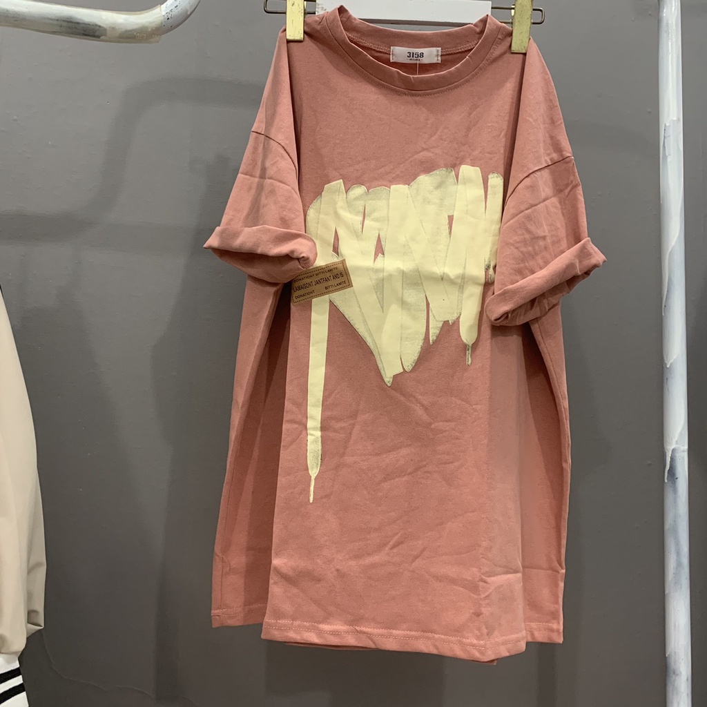 Áo Thun Phông 3158 Nam Nữ Tay Lỡ Form To Rộng in Nổi