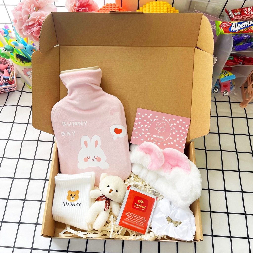 SET QUÀ TẶNG QUAN TÂM - Quà Valentine Ý Nghĩa - Túi chườm bụng kinh dành cho bạn gái ngày dâu - MIPU STORE