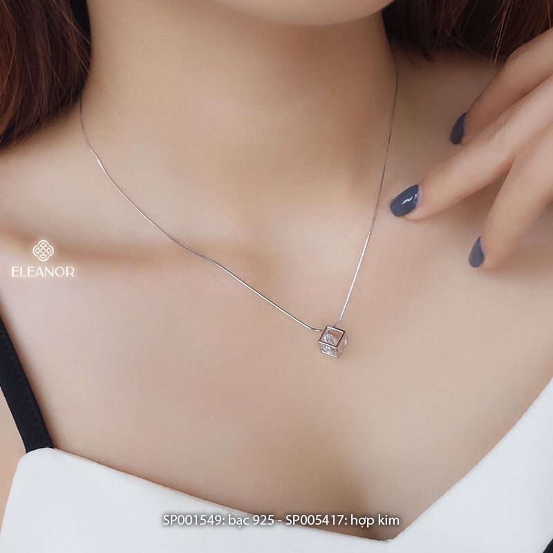 Dây chuyền nữ bạc 925 Eleanor Accessories mặt hình hộp phối đá phụ kiện trang sức 1549