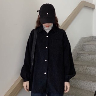 Áo Sơ Mi Nhung Tăm Cúc Bấm 1 Túi Form Rộng Tay Phồng Unisex Nam Nữ Phong Cách Hàn Quốc Ulzzang Jang