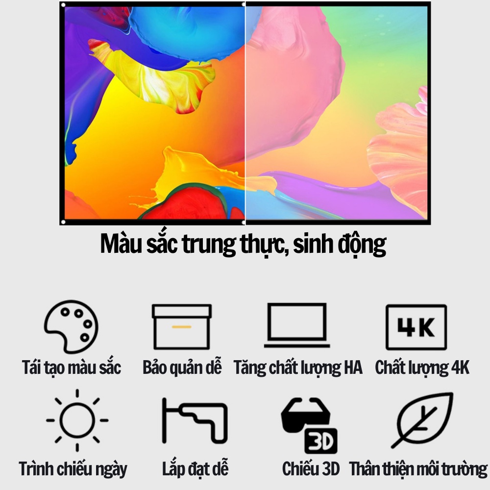 Màn Máy Chiếu Treo Tường PVC Độ Tương Phản Cao Beemi Treo Tường B204